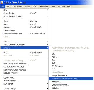 Flash Export in the After Effects menu