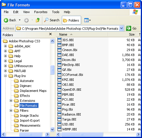 Photoshop plugins folder