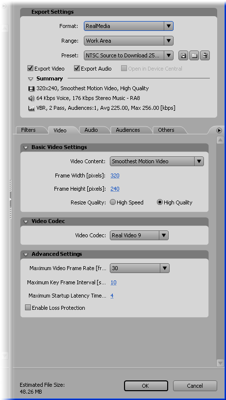 Export Settings - Real Media