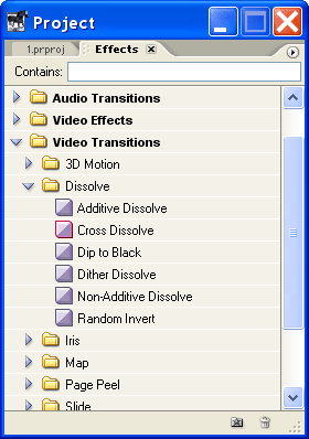 Premiere Effects Window