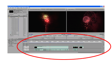Premiere timeline panel highlighted
