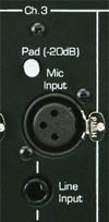 Rear panel channel input sockets