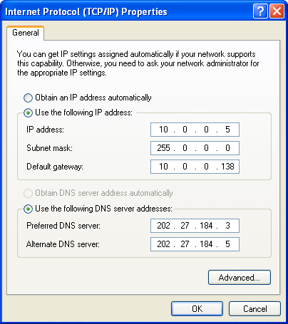 comment modifier dns xp