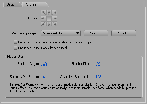 Advanced Composition Settings