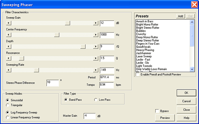 Phaser Settings