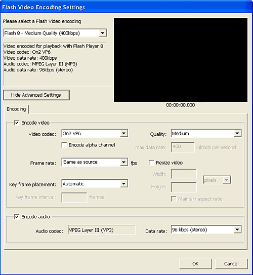 Flash Video Encoding Settings
