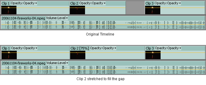 Timeline with rate stretched clip