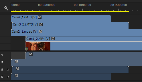 Multicamera sequence in timeline