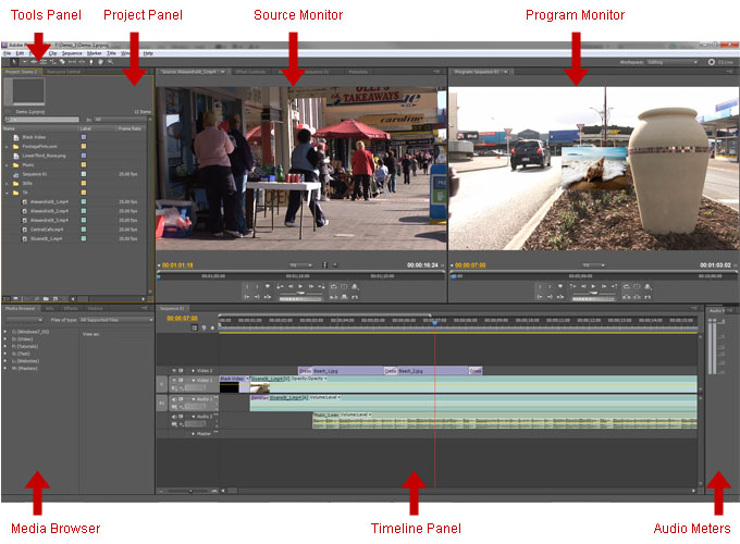 Adobe Premiere Default Workspace Layout