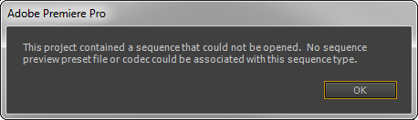 Error Message Premiere Pro error message
