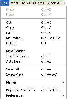 Edit menu