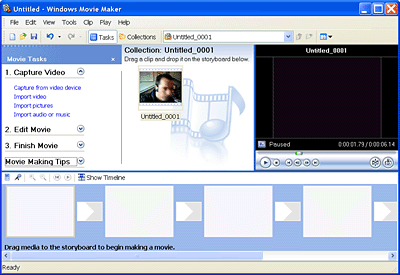 Windows Movie Maker main screen