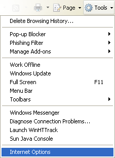 Tools > Internet Options