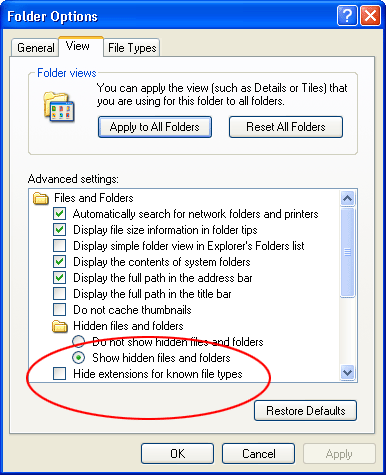 Folder Options Window